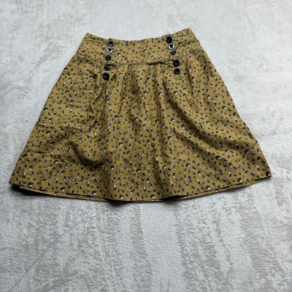 Urban Outfitters Cooperative Skirt Women's 0 Mustard Yellow Button Detail A-Line